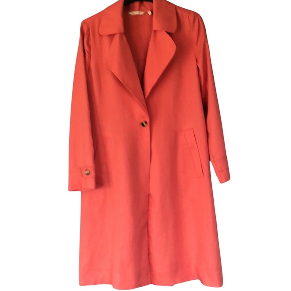 Soft Surroundings NWOT 100% Tencel Town & Country Trench Coat Size Medium Coral